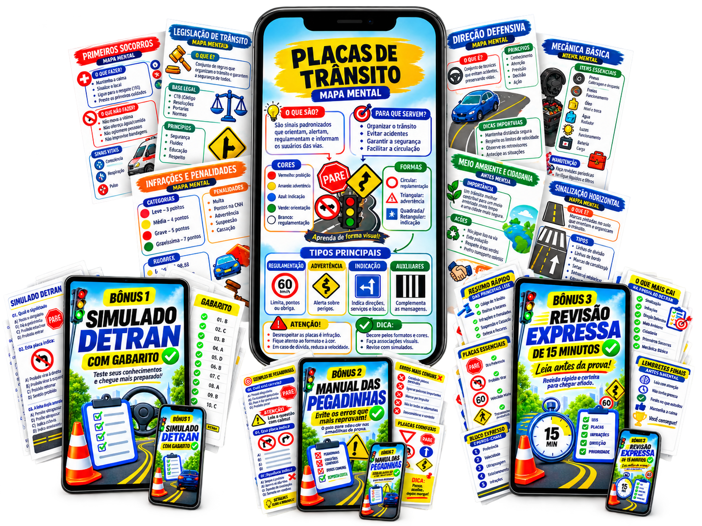 Mockup dos mapas mentais com os 3 bônus
