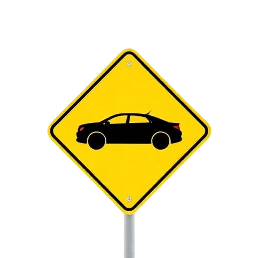 Placa amarela com carro